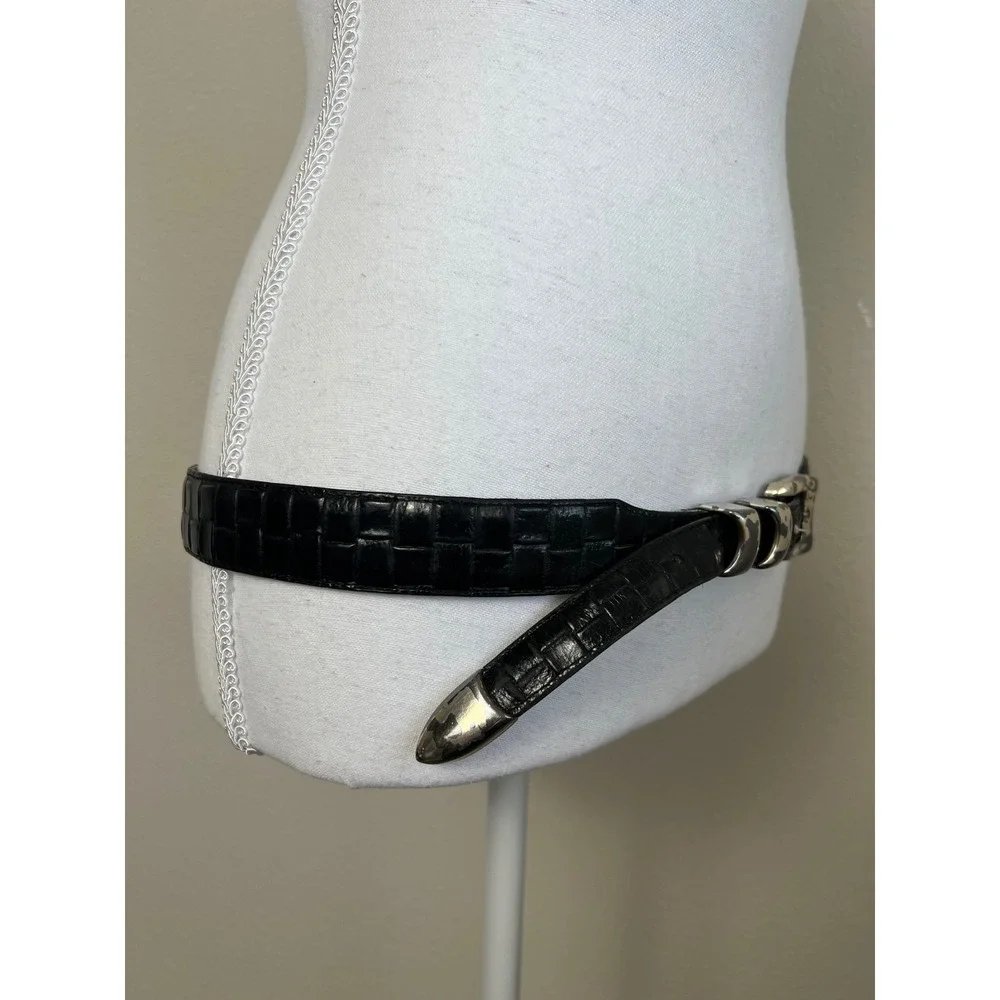 VTG Onyx by Brighton Ranger Belt Black Croc Embossed Leather Sz 36 USA Americana